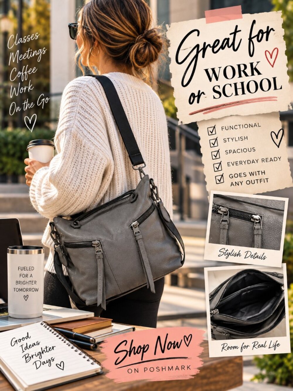 Botkier Soho Leather Messenger Crossbody Bag | Gray | Like New | Adjustable Stra